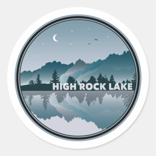 Sticker Rond Réflexion de High Rock Lake North Carolina (Devant)