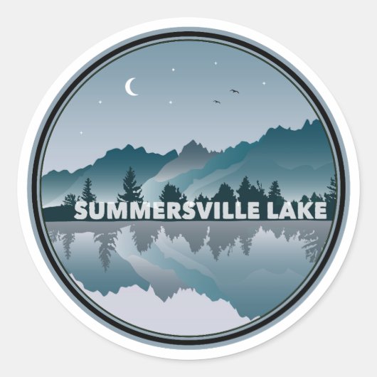 Sticker Rond Réflexion de Summersville Lake West Virginia (Devant)