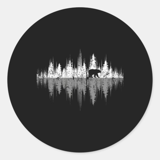 Sticker Rond Réflexion des arbres Faune Nature Ours animal Outd (Devant)