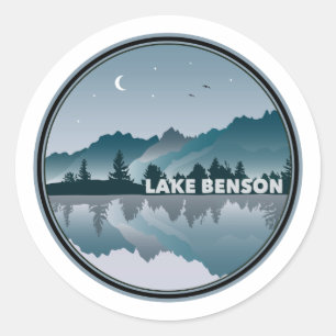Sticker Rond Réflexion du lac Benson en Caroline du Nord