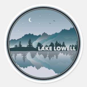 Sticker Rond Réflexion du lac Lowell Idaho