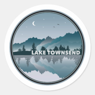 Sticker Rond Réflexion du lac Townsend en Caroline du Nord
