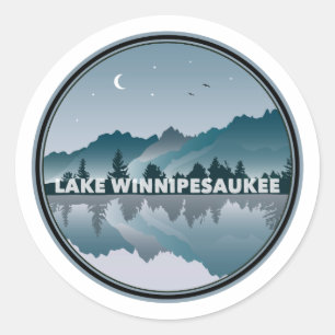 Sticker Rond Réflexion du New Hampshire du lac Winnipesaukee