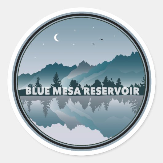 Sticker Rond Réflexion du réservoir Blue Mesa au Colorado (Devant)