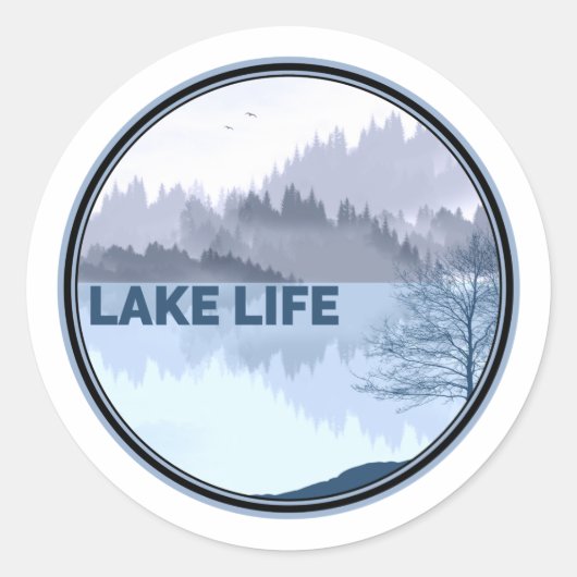 Sticker Rond Réflexion sur la vie des lacs (Devant)