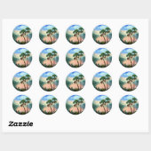 Sticker Rond Réflexions sur les palmiers (Feuille)