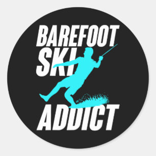 Sticker Rond Refoot Ski Addict Humoristique Refooter Eau Sport