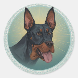 Sticker Rond Regal Chien dans le cercle artistique orné