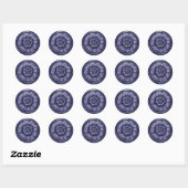 Sticker Rond Regard baroque vintage aspect bleu foncé (Feuille)