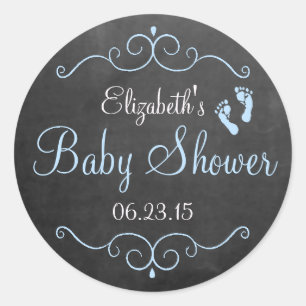 Sticker Rond Regard de tableau avec le baby shower de bleu