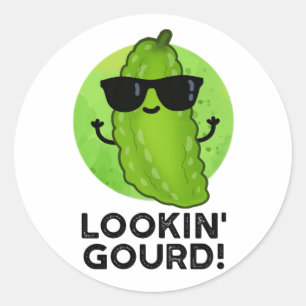 Sticker Rond Regard Gourd Funny Cool Veggie Pun