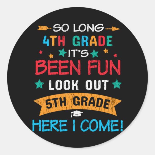 Sticker Rond Regarde En 5e Année Je Reviens À L'École (Devant)