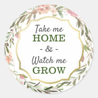 Sticker Rond Regarde-moi grandir Baby Shower Rustique Chic