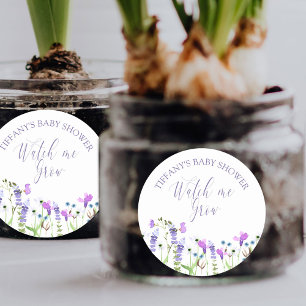 Sticker Rond Regarde-moi grandir Fête bébé fleur sauvage violet