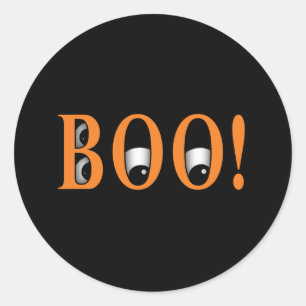 Sticker Rond Regarde un BOO ! Yeux d'Halloween
