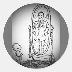 Sticker Rond Regarder dans le miroir