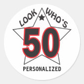 Sticker Rond Regardez qui a 50 ans | 50e anniversaire (Devant)