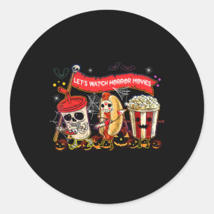 Sticker Rond Regardons Les Films D'Horreur Halloween Drôle Fant