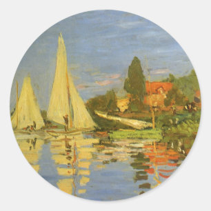 Sticker Rond Régate à Argenteuil par Claude Monet