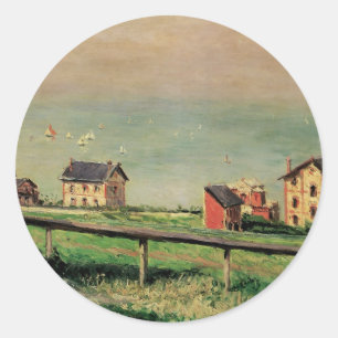 Sticker Rond Régate à Villerville par Gustave Caillebotte