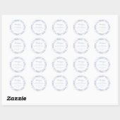 Sticker Rond Regency Blue Floral Mariage Merci (Feuille)