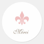 Sticker Rond Regency French Pink Fleur de Lis Merci Mariage (Devant)