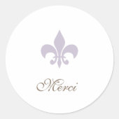 Sticker Rond Regency Purple French Fleur de Lis Merci Mariage (Devant)