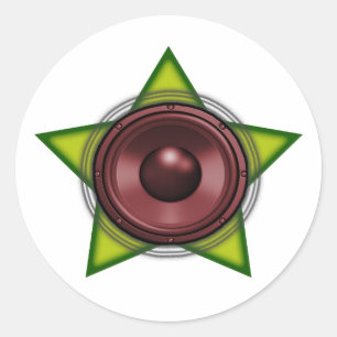 Sticker Rond Reggae Dubstep de copie d'étoile de Rasta de