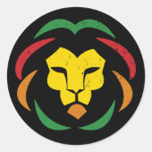 Sticker Rond Reggae Lion Tattoo JunetDix Blackity Black (Devant)