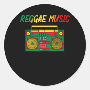 Sticker Rond Reggae Music Lover coloré Jamaïque Cassette Radi
