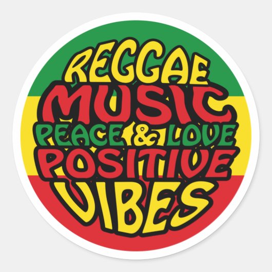 Sticker Rond Reggae Music with positive sayings (Devant)