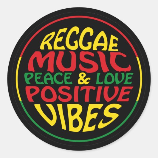 Sticker Rond Reggae Music with positive sayings and quotes (Devant)