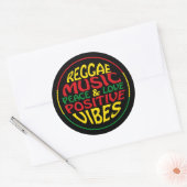 Sticker Rond Reggae Music with positive sayings and quotes (Enveloppe)