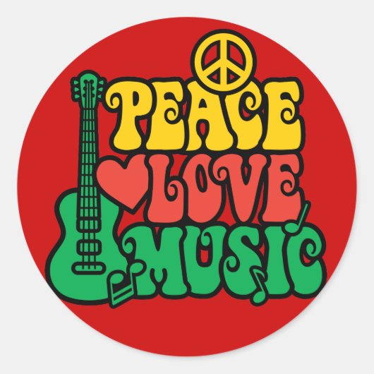 Sticker Rond Reggae peace love music (Devant)