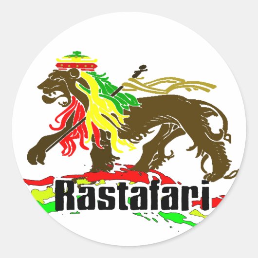 Sticker Rond Reggae Rasta Fer, Lion, Sion 2 (Devant)