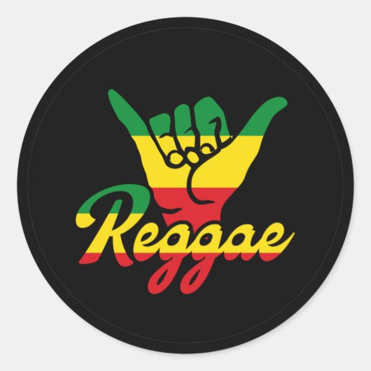 Sticker Rond Reggae Shaka Hands with reggae colors (Devant)