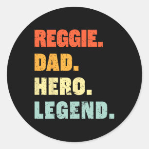 Sticker Rond Reggie Papa Hero Legend Personnalisé Nom Fa