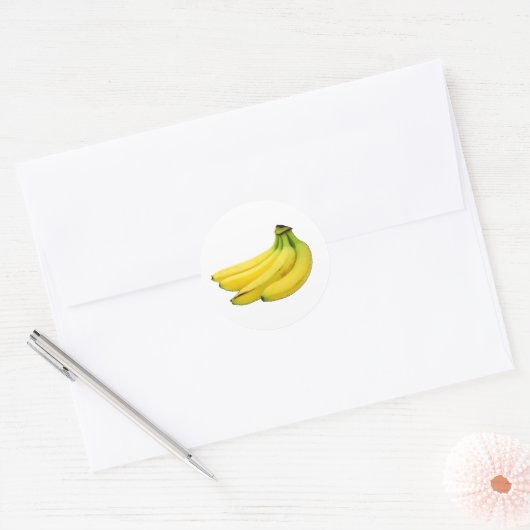 STICKER ROND RÉGIME DE BANANES FRUIT JAUNE (Enveloppe)