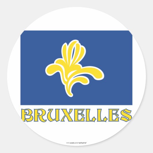 Sticker Rond Région de Bruxelles Drapeau avec nom (Français) (Devant)
