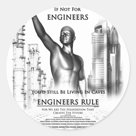 Sticker Rond Règle des ingénieurs (Devant)