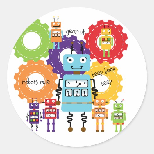 Sticker Rond Règle des robots (Devant)