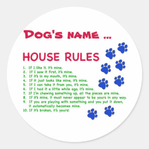 Sticker Rond Règlement de la Chambre des Chiens - règles de vie