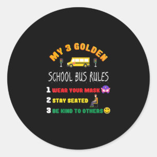 Sticker Rond Règles d'autobus scolaire pour les élèves Funky Sc