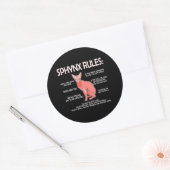 Sticker Rond Règles Sphynx Funny Sphynx Chat propriétaire Chat  (Enveloppe)