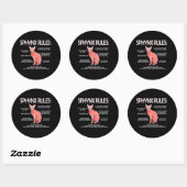 Sticker Rond Règles Sphynx Funny Sphynx Chat propriétaire Chat  (Feuille)
