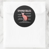 Sticker Rond Règles Sphynx Funny Sphynx Chat propriétaire Chat  (Sac)