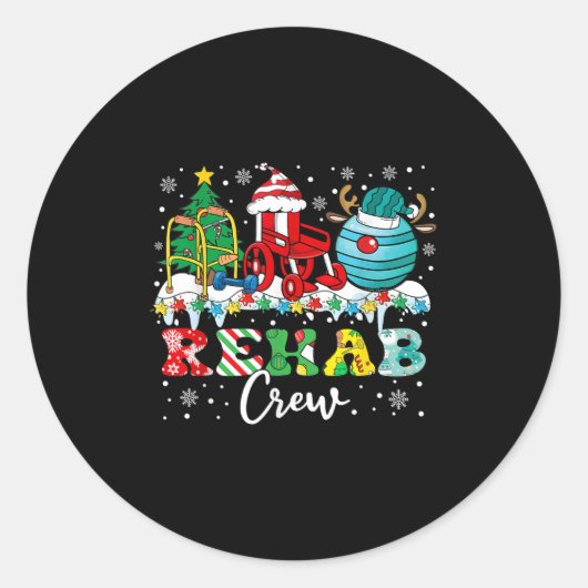 Sticker Rond Rehab Crew Wheelchair Santa Reindeer Rehab Nurse C (Devant)