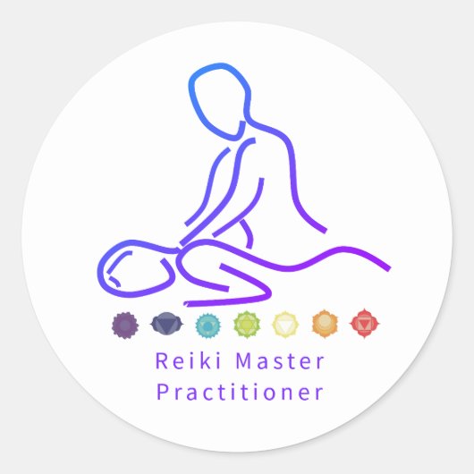 Sticker Rond Reiki Master Praticien Plan Blanc (Devant)