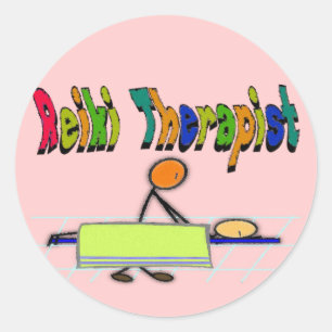 Sticker Rond Reiki Therapist—Design Personnages en allumettes—A