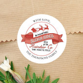 Sticker Rond Reindee rétro Noël Rouge Custom